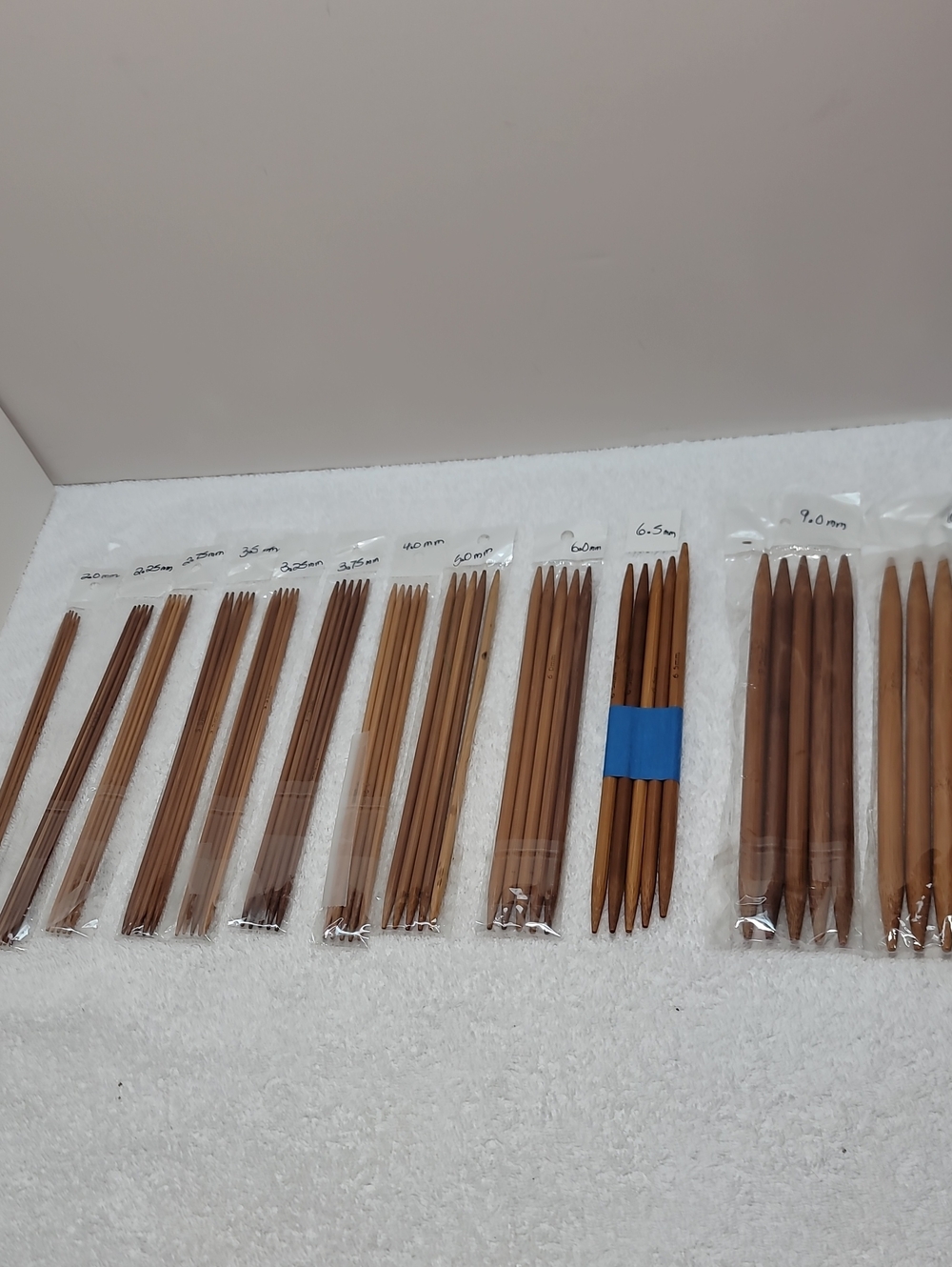 Natural Bamboo Double-Pointed Knitting Needles - Set of 12 Assorted Sizes NWOT